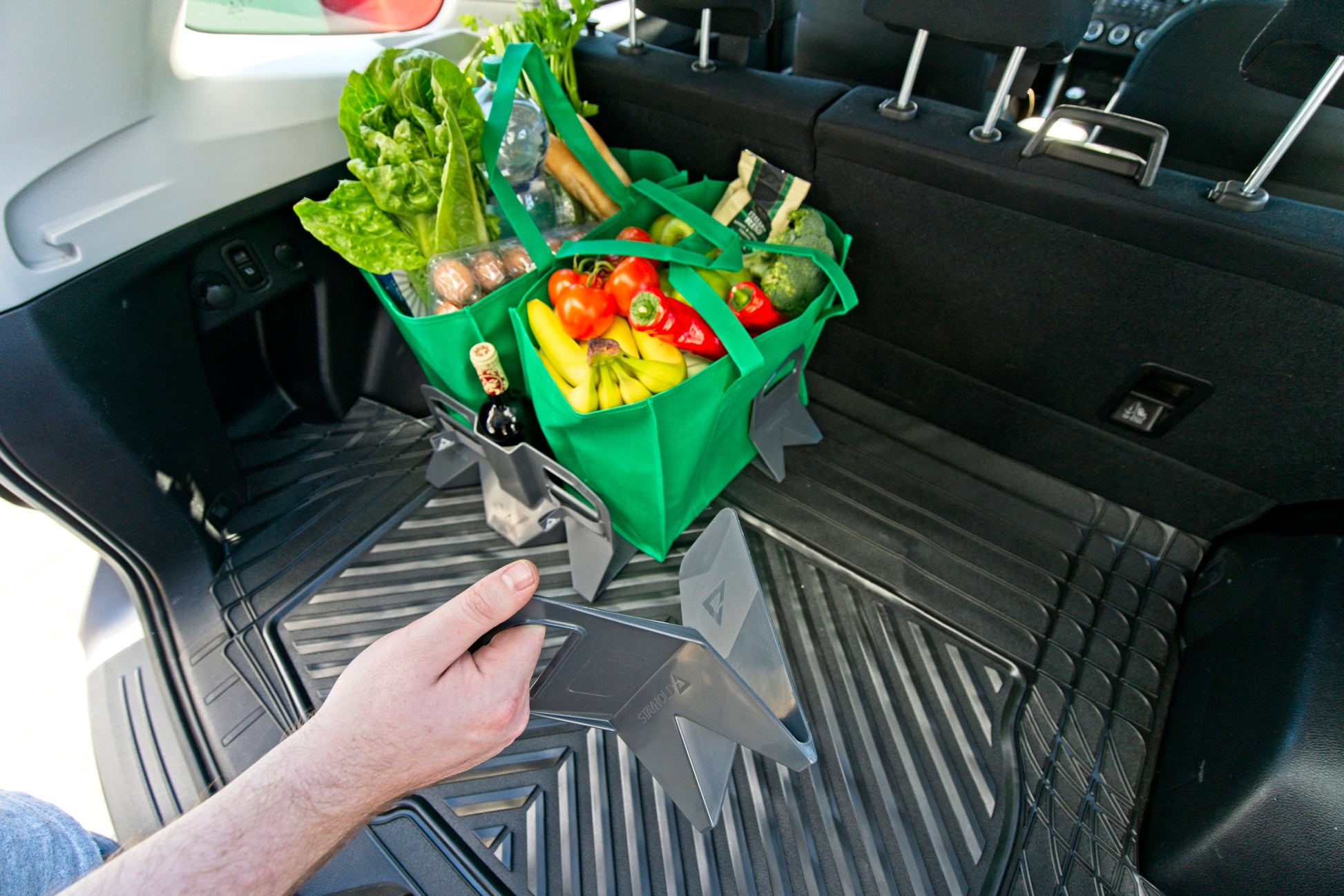 Stayhold Sidekick Shopping Holder Pack - for rubber liners in trunk being positioned