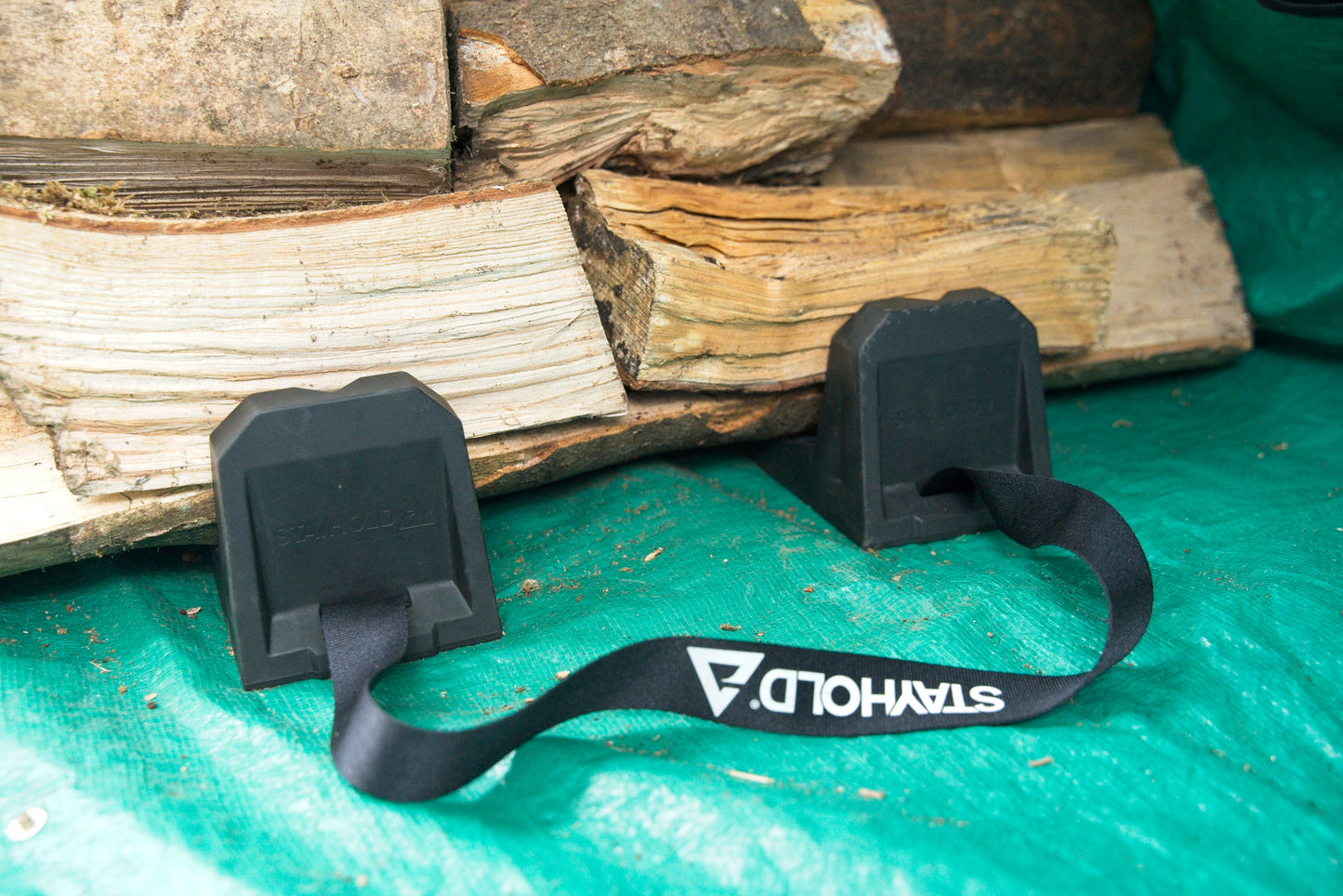 CARGO WEDGE 2-PACK + TETHER. (Solid Rubber Cargo Chocks)