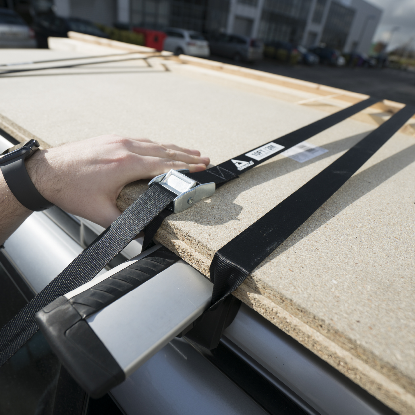 PRO STRAPS - 10ft / 3M Nylon, Steel Buckle Utility Straps being used on roof racks