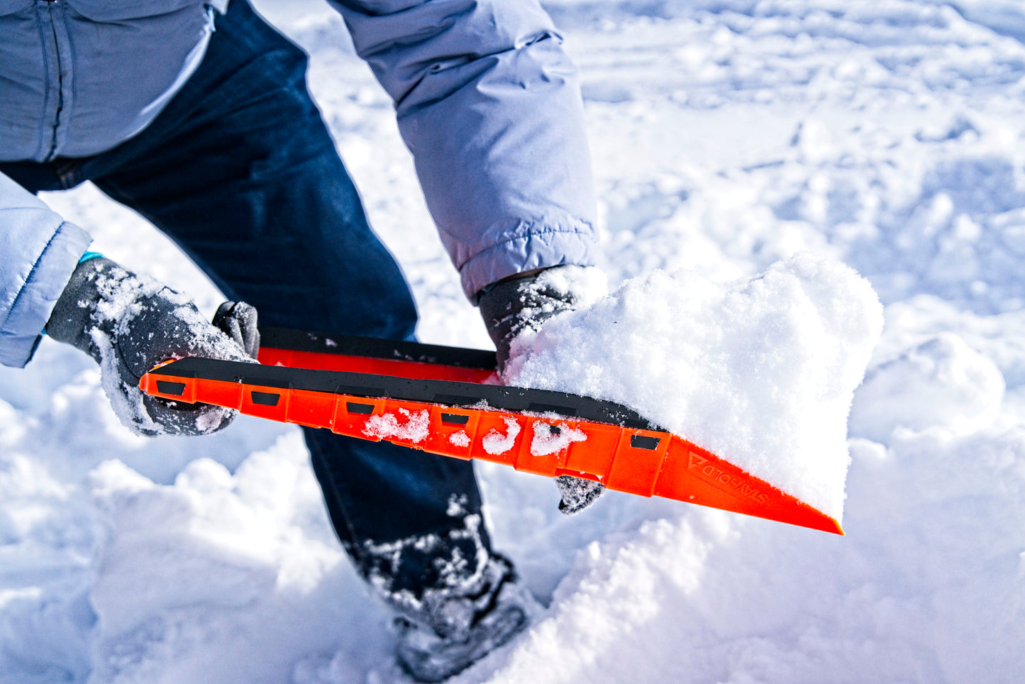 Stayhold Compact Safety Shovel shovelling snow