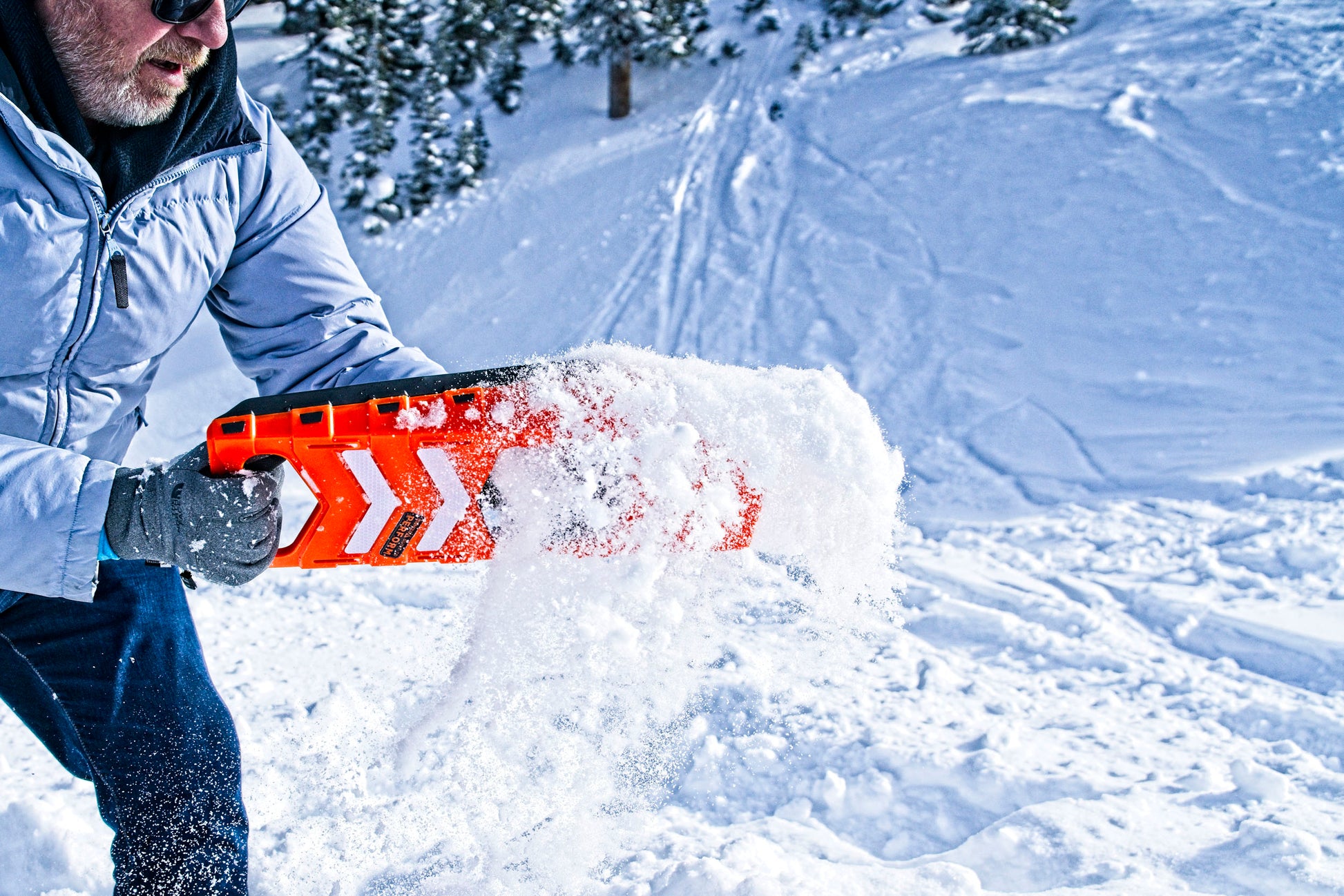 Stayhold Compact Safety Shovel spreading snow