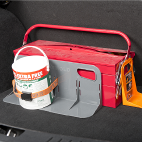 Stayhold Utility Strap packs x 2 holding paint can on classic holding tool box